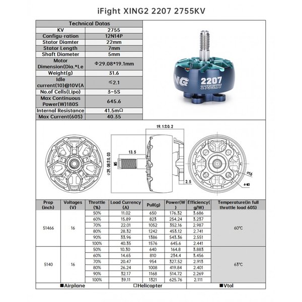 IFlight XING2 2207 4-6S 2755KV FPV Motor Unibell